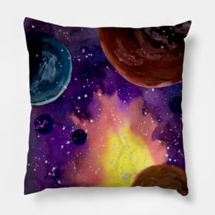 Colorful Space and Planets Pillow