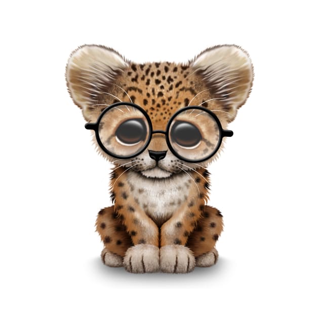 Cute Baby Leopard Cub Wearing Glasses by jeffbartels