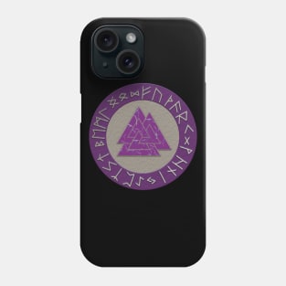 Vikings Distressed Valknut and Runes Purple and Silver Phone Case