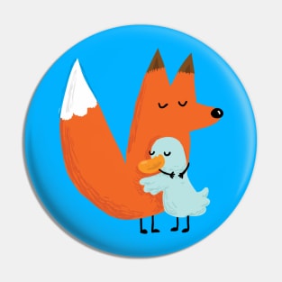 Fox & Duck - Hug by The CatBears Pin