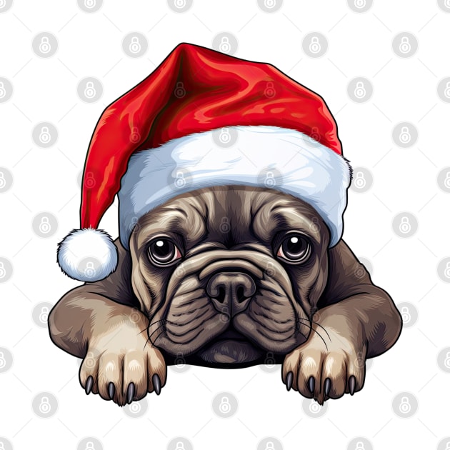 Christmas Peeking French Bulldog by Chromatic Fusion Studio