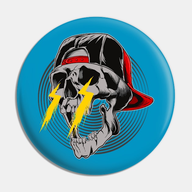 Skull Head Illustration Pin by Mako Design 