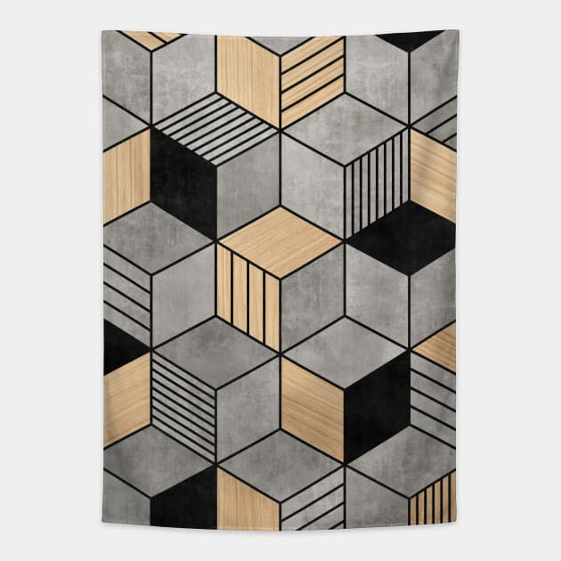 Concrete and Wood Cubes 2 Tapestry by ZoltanRatko