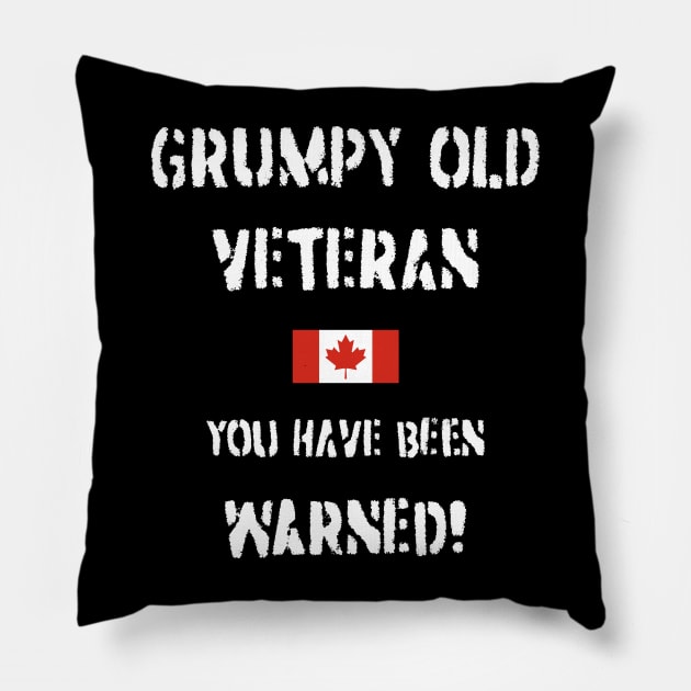 Grumpy Old Veteran (Canada) Pillow by BearCaveDesigns