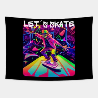 Lets Skate - Cool skater on the street - Graffiti Style 6 Tapestry