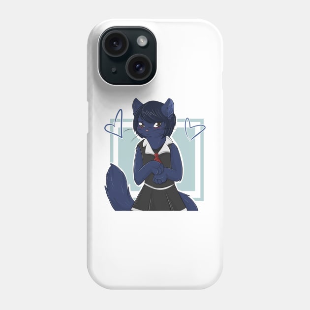 Shy Black Cat Girl Phone Case by Fennekfuchs