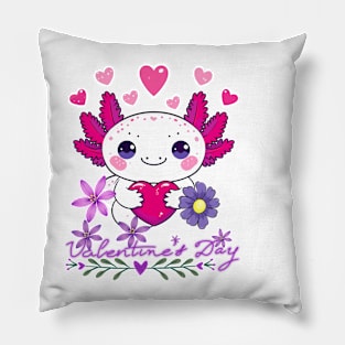 Axolotl Valentine - Valentine's Day Pillow