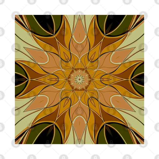 Cartoon Mandala Flower Orange and Green by WormholeOrbital