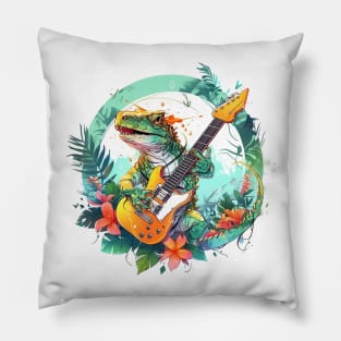 Chillax with Lizard Tunes: Rock 'n' Reptile Style Pillow