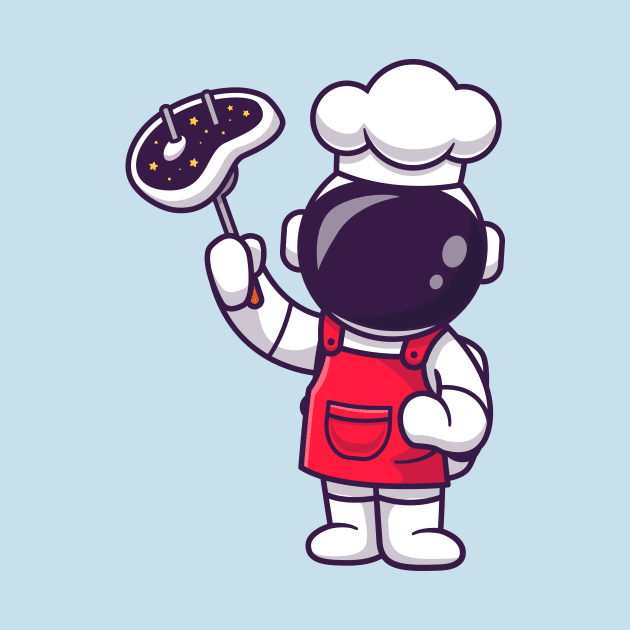 Cute Astronaut Chef With Grilled Meat Cartoon by Catalyst Labs