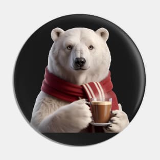 Polar bear drinking coffee Pin