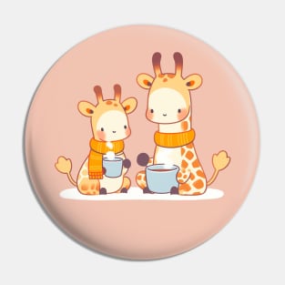 Giraffe family having hot chocolate Pin