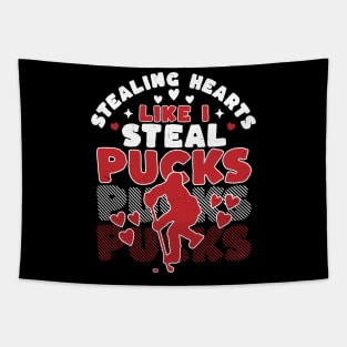 Stealing Heart Like I Steal Pucks Valentines Day Hockey Tapestry