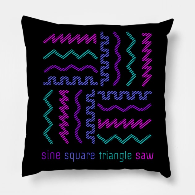 Synthesizer Waveform Pillow by Mewzeek_T