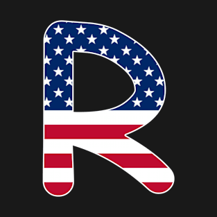 Letter R Capital Alphabet R American Flag T-Shirt