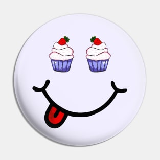 Cupcake & Smile (in the shape of a face) Pin