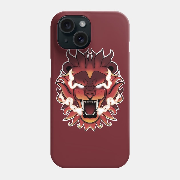 Fire Demon lion Phone Case by MerchBeastStudio