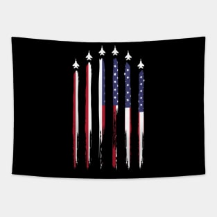 American Flag USA Airplane Jet Fighter 4th of July Patriotic T-Shirt Tapestry