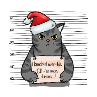 I Knocked over Christmas Tree Funny Cat T-Shirt