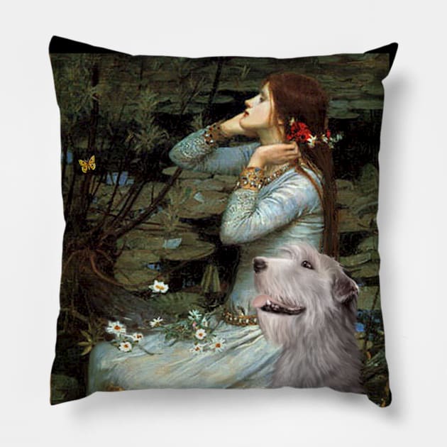 "Ophelia" by John W. Waterhouse Adapted to Include an Irish Wolfhound Pillow by Dogs Galore and More