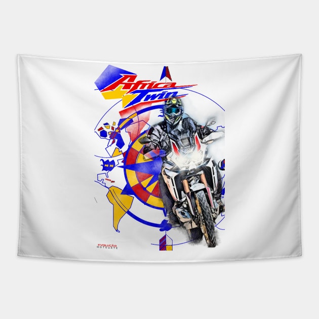 Africa Twin rider Tapestry by EvolutionMotoarte