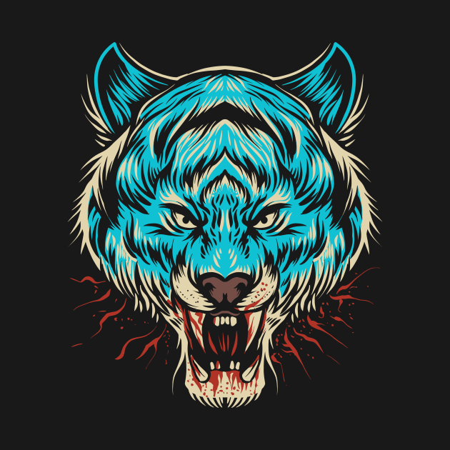 Blue tiger head by Frispa
