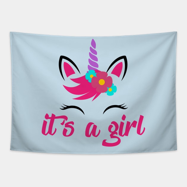 Unicorn Face - It's A Girl Tapestry by zerouss