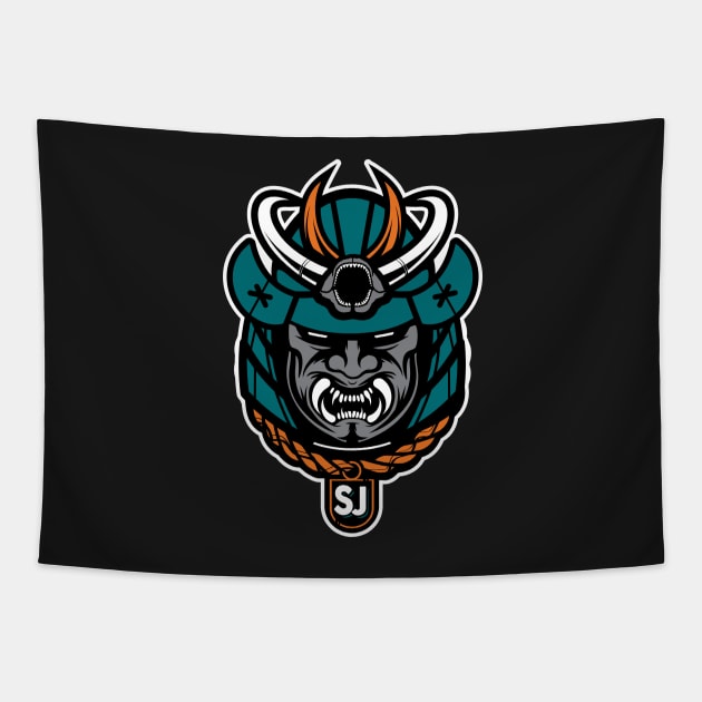 San Jose Hockey Samurai Tapestry by OrganicGraphic