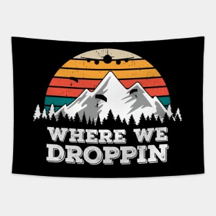 Where We Droppin, Retro Gift Idea for Video Game Players Tapestry