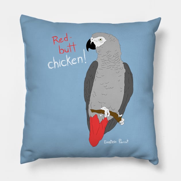 African Grey Parrot Red Butt Chicken Pillow by Einstein Parrot