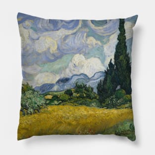 Vincent Van Gogh- A Wheatfield with Cypresses Pillow