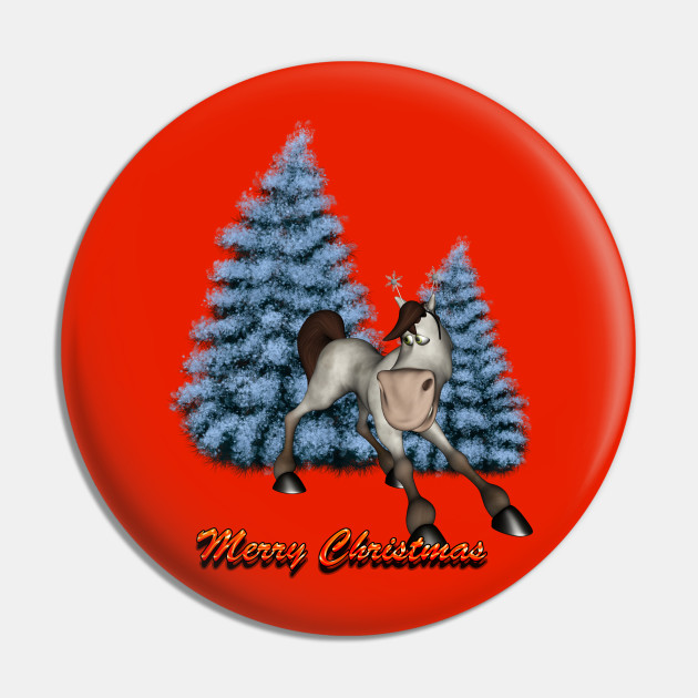 Merry Christmas Christmas Horse Animal Celebration Pin Teepublic