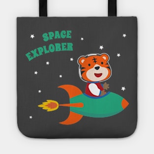 cute tiger astronaut play with his rocket Tote