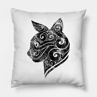 Swirly Cat Portrait Pillow