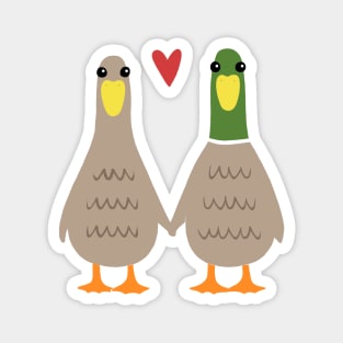 Love Ducks | Cute Ducks Couple Holding Hands with Valentine Heart Magnet