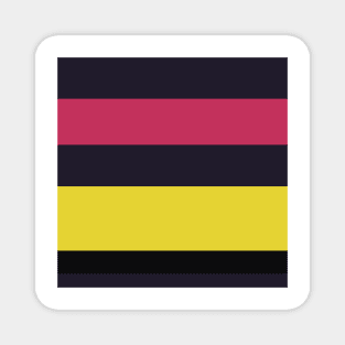 A soft impression of Very Light Pink, Dark, Almost Black, Dingy Dungeon and Piss Yellow stripes. Magnet