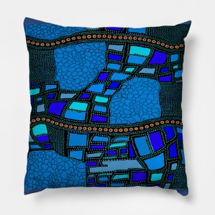 African Landscape From the Air - Blue Pillow