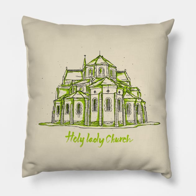 Holy lady church Pillow by OrangeFox