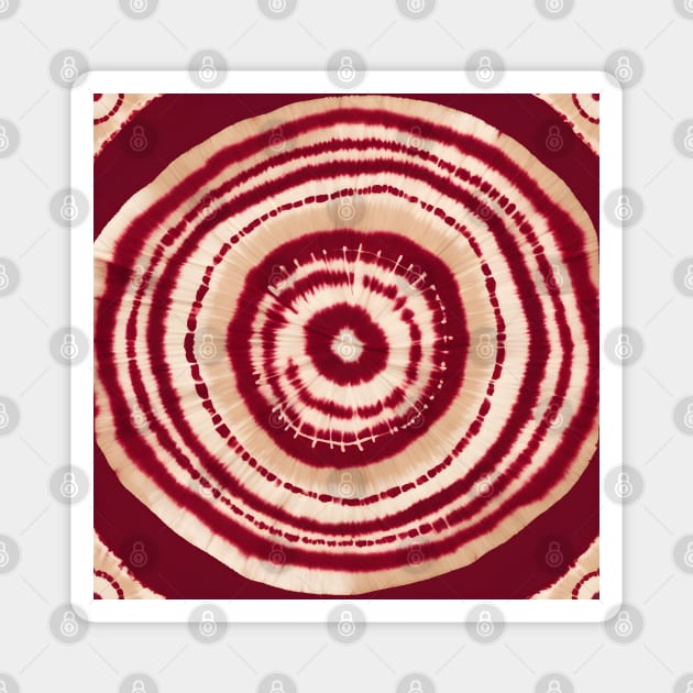 Maroon Red Shibori Circle Tie Dye Pattern Magnet by craftydesigns