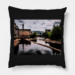 The Calder Through Sowerby Bridge Oil Painting Effect Pillow