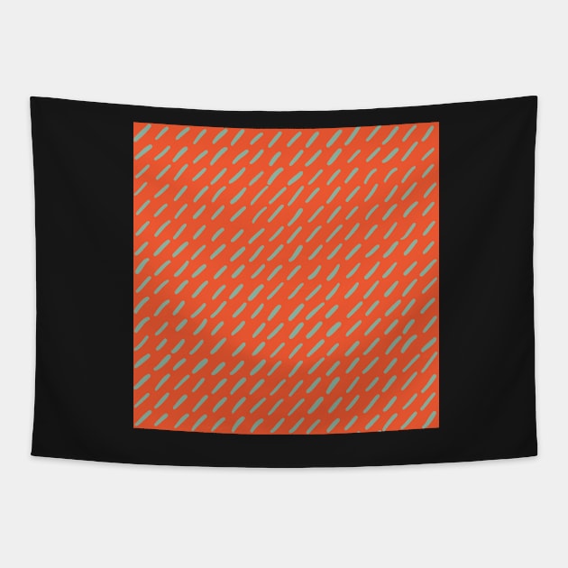 Lines and obliques, Organic strokes in linear formation, minimalist orange and teal Tapestry by FrancesPoff