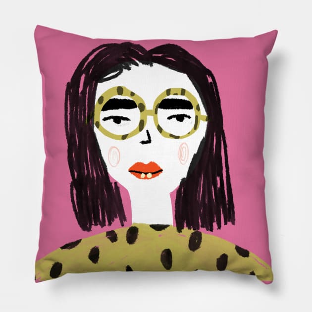 Animal print girl Pillow by Sofi Naydenova