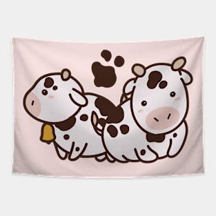 Cute Kawaii Cows Drawing Tapestry