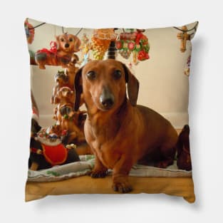 Christmas Dachshund (Version 1) Pillow