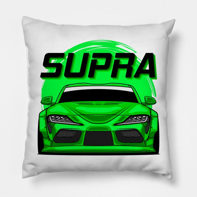 Green Supra MK V Pillow by GoldenTuners