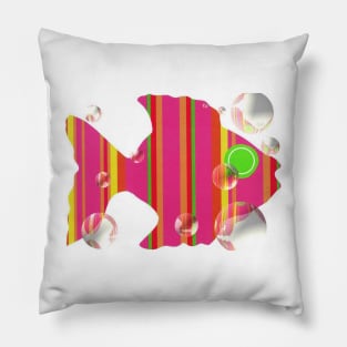 Whimsical Fish With Bubbles Pillow