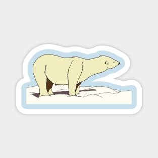 Polar Bear in Snow Simple Illustration Magnet