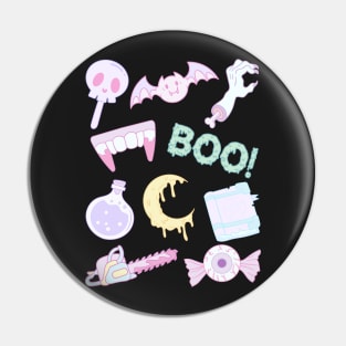 Pastel goth cute pattern black background Pin