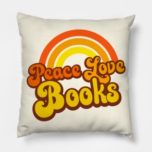 Peace Love Books - Retro Rainbow Pillow