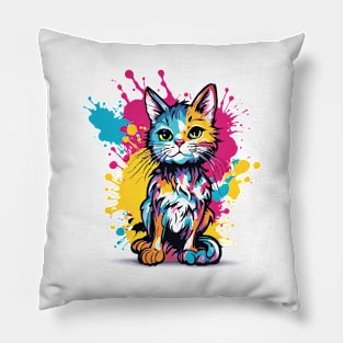 Colorful Cat Graffiti: A Playful and Vibrant Urban Art Design Pillow